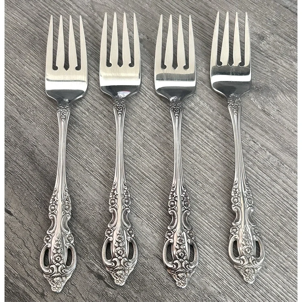 Onieda RENOIR‎ PEMBROOKE Salad Forks Set of 4 Stainless Made In USA